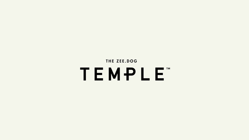 The Zee.Dog Temple wordmark in black on a warm off-white background.